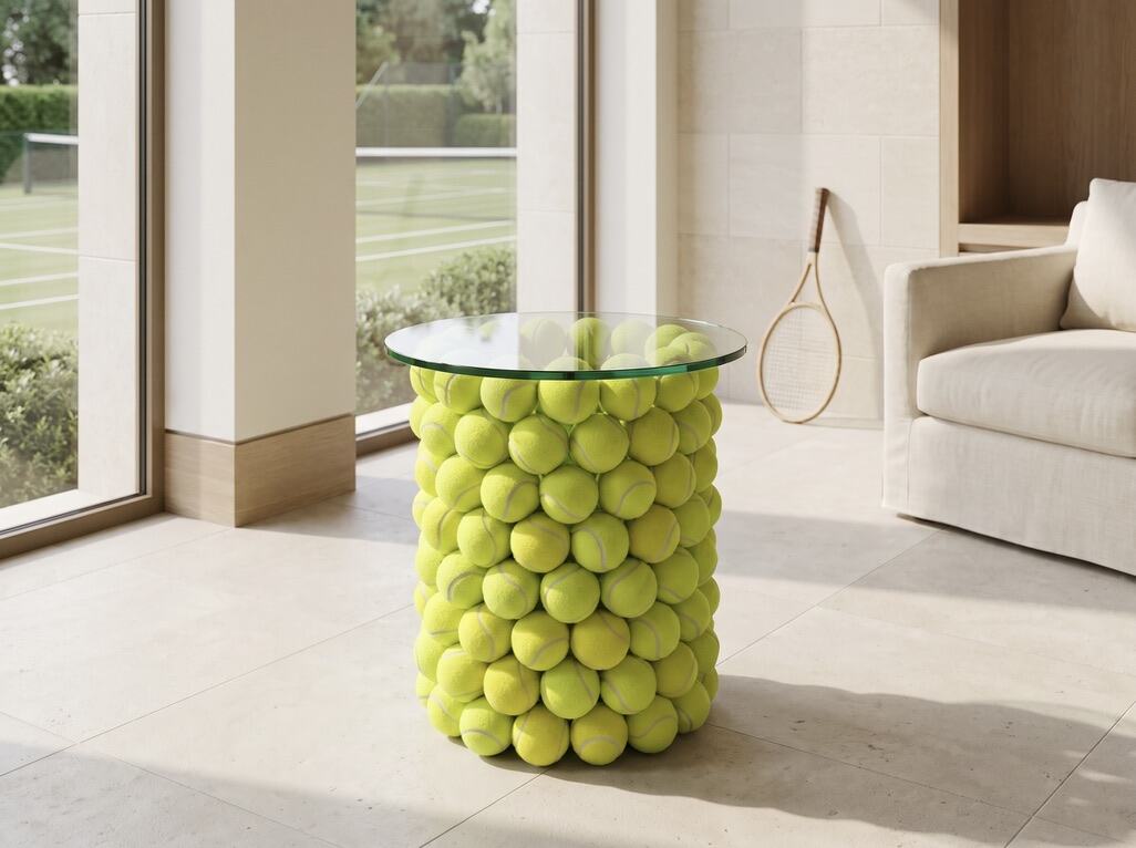 Studio Works Cylinder Table beside an indoor tennis court
